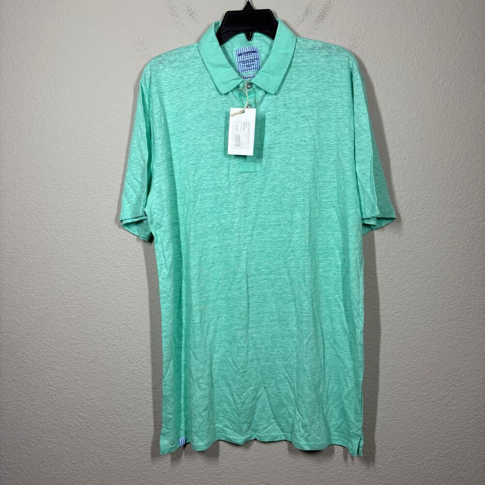 Les Canebiers Mens Plus Size 4XL Salins Polo Lino Shirt Green Short Sleeves
